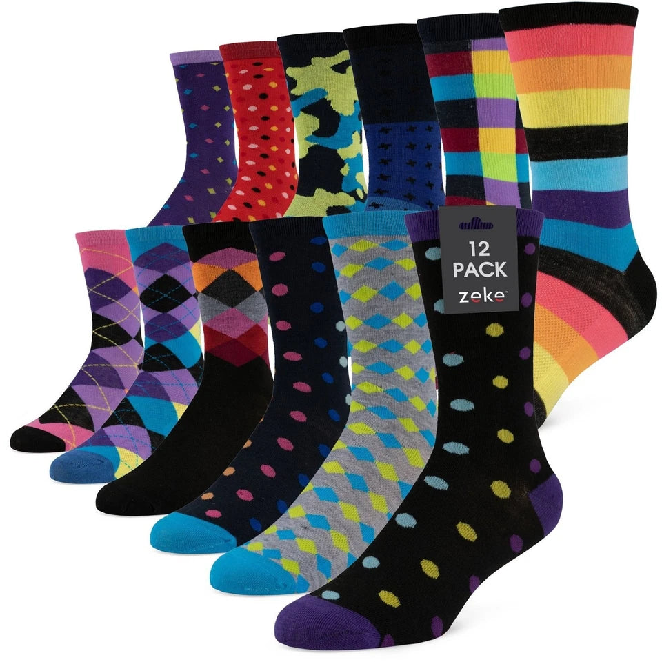 ZEKE Funny Dress Socks for Men - Funky Mens Crazy Socks - Cool Colorful...