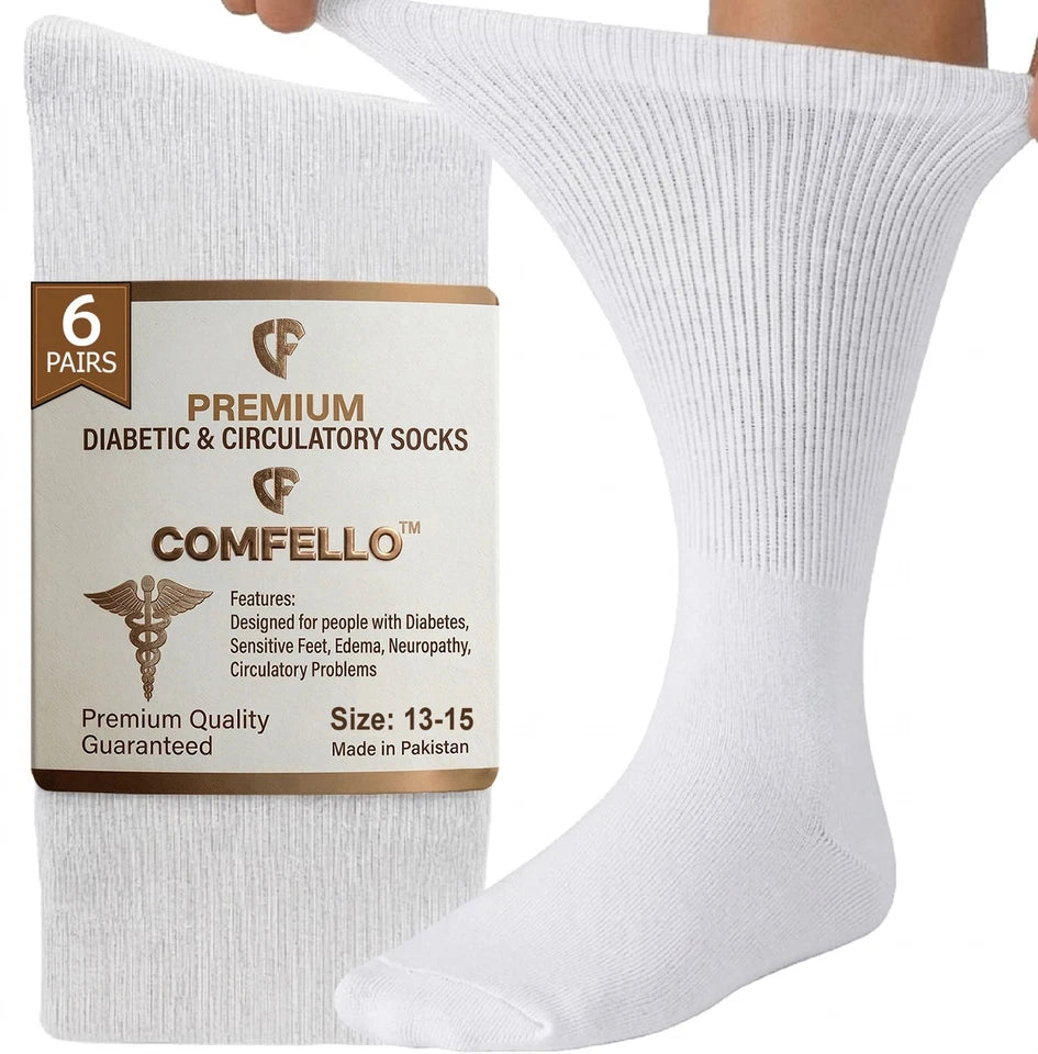 3 6 12 Pairs Diabetic Crew Socks Mens Circulatory Cotton Non Binding 9-11 10-13